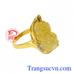 Nhẫn vàng nữ tỳ hưu may mắn thanh toán an toàn.