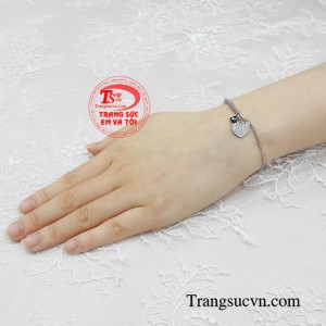 Lắc nữ vàng trắng trái tim