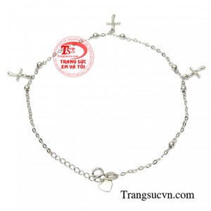 Lắc Vàng trắng chân nữ bảo hành chu đáo.