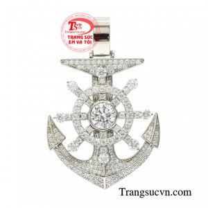 Mặt dây nam vàng trắng đẹp được chế tác hình mỏ neo độc đáo, tinh tế.