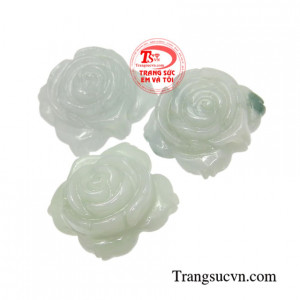 Mặt hoa ngọc cẩm thạch may mắn phù hợp bọc vàng hoặc bạc làm mặt dây chuyền