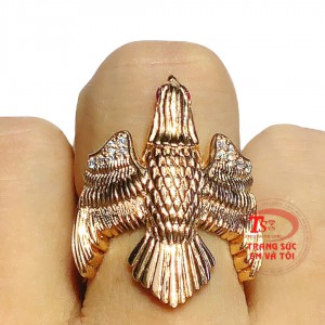 Nhẫn nam đại bàng vàng bền đẹp kết đá Ruby thiên nhiên