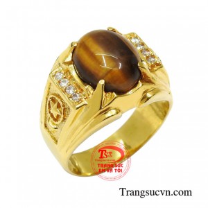 Nhẫn nam vàng đá mắt hổ là sản phẩm lịch lãm, xu hướng trang sức gần đây.
