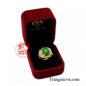 Nhẫn nam vàng đá xanh đẹp thời trang