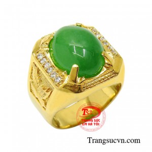 Nhẫn nam vàng đá xanh đẹp nhận đặt chế tác theo yêu cầu, giao hàng toàn quốc.