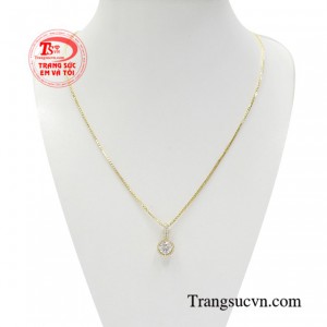 Bộ dây chuyền nữ vàng duyên dáng vàng 18k bền đẹp, chất lượng