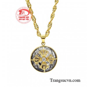 Bộ mặt vàng thạch anh tóc nhận đặt chế tác theo yêu cầu khách hàng.