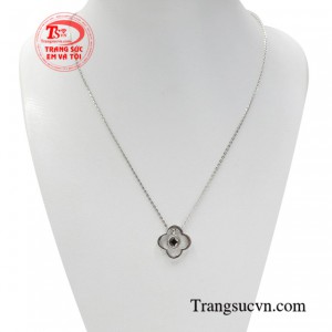 Dây chuyền cá tính vàng trắng 10k thiết kế kiểu dây chuyền liền mặt tinh xảo, sắc nét