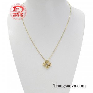 Dây chuyền cỏ bốn lá bình an vàng 10k nhập khẩu Korea chất lượng