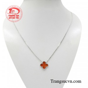 Dây chuyền liền mặt cỏ bốn lá vàng 10k nhập khẩu Korea kiểu dáng đẹp, chất lượng cao