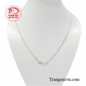 Dây chuyền liền mặt trăng sao vàng trắng 10k nhập khẩu Hàn Quốc bền đẹp, chất lượng.