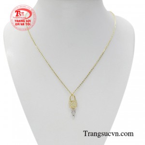 Dây chuyền ổ khóa may mắn vàng 10k nhập khẩu Hàn Quốc chất lượng cao.