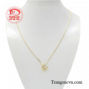 Dây chuyền vàng nữ trái tim 10k thiết kế liền mặt hiện đại, tinh xảo