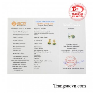 Hoa tai vàng cẩm thạch bình an 14k.