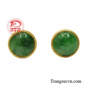 Hoa tai vàng cẩm thạch đại cát kiểu dáng xinh xắn từ vàng 14k.