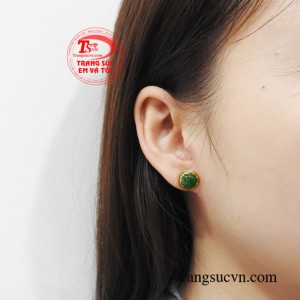 Hoa tai vàng cẩm thạch tinh tế