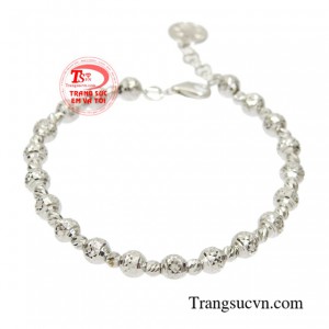 Lắc tay vàng trắng dịu dàng chế tác theo công nghệ Italy cao cấp