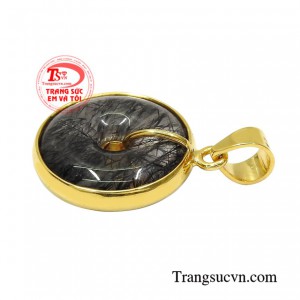 Mặt vàng thạch anh tóc tinh tế vàng 14k nhận đặt chế tác theo yêu cầu của khách hàng.