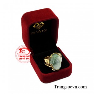 Nhẫn nam vàng thiềm thừ cẩm thạch hợp mệnh.