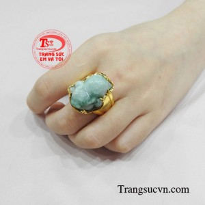 Nhẫn nam vàng thiềm thừ cẩm thạch chất lượng