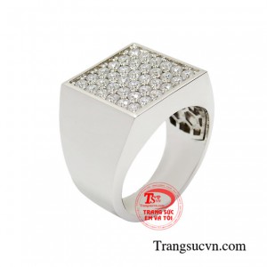 Nhẫn nam vàng trắng thượng lưu thiết kế đơn giản tạo nên cá tính người dùng