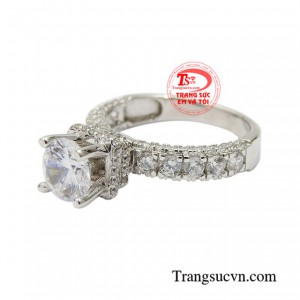 Nhẫn vàng trắng duyên dáng chất lượng, nhận đặt chế tác theo yêu cầu.