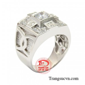 Nhẫn vàng trắng nam giới xu hướng được chế tác kiểu dáng nam tính toát lên vẻ điển trai và hợp thời trang.