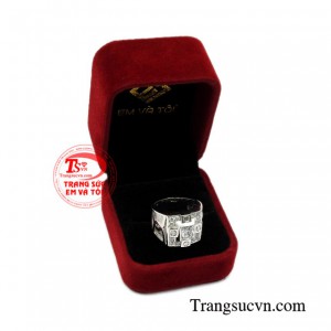 Nhẫn vàng trắng nam giới xu hướng 18k đẹp.