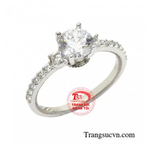 Nhẫn vàng trắng nữ giới thời trang nhận đặt chế tác theo yêu cầu.
