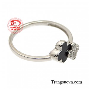 Nhẫn vàng trắng nữ tính đẹp tinh tế 10k Hàn Quốc chất lượng, thanh toán an toàn.