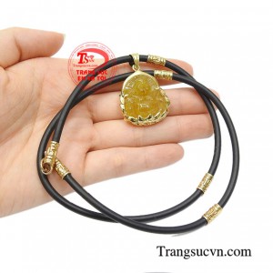 Bộ phật Di Lặc bình an thạch anh tóc thiên nhiên cao cấp