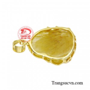 Mặt dây chuyền thạch anh tóc bọc vàng bền đẹp, chất lượng, chế tác theo yêu cầu