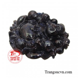 Mặt phật di lặc sapphire thiên nhiên có giấy kiểm định đá quý, chế tác theo yêu cầu khách hàng.