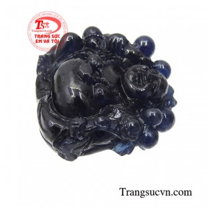Mặt dây phật di lặc sapphire thiên nhiên cao cấp, chế tác theo yêu cầu khách hàng.