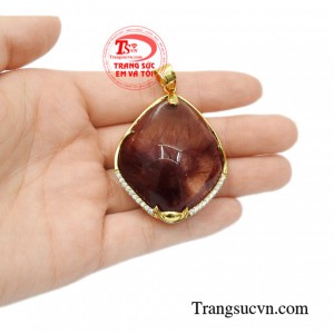 Mặt vàng thạch anh tóc phong thủy chất lượng.