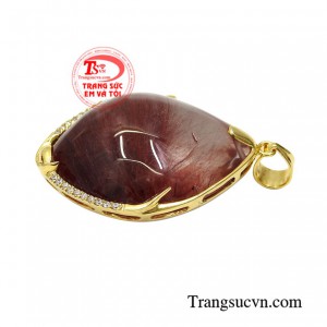 Mặt vàng thạch anh tóc phong thủy nhận đặt chế tác theo yêu cầu.