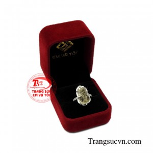 Nhẫn bạc tỳ hưu thạch anh vàng thiên nhiên nhận đặt chế tác theo yêu cầu.