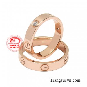 Nhẫn cưới vàng hồng thời thượng nhận đặt chế tác theo yêu cầu.