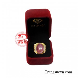 Nhẫn nam ruby sao phúc lộc cao cấp.