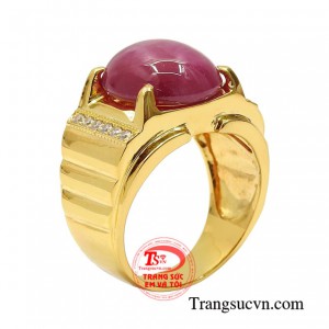 Nhẫn nam ruby sao thời thượng thiết kế kiểu dáng nam tính và mạnh mẽ.