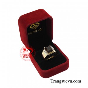 Nhẫn nam thạch anh ám khói thịnh vượng bình an