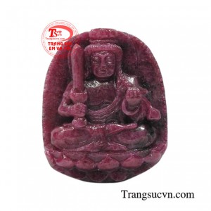 Phật bản mệnh tuổi dậu ruby Bất Động Minh Vương chạm khắc độc đáo phù hợp bọc vàng làm mặt dây chuyền thời trang và phong thủy