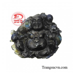 Phật di lặc sapphire phong thủy chạm khắc tinh xảo, sắc nét phù hợp làm mặt dây chuyền