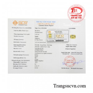 Sapphire vàng thiên nhiên chất lượng có giấy định đá quý uy tín.