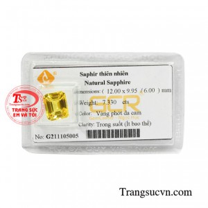 Sapphire vàng thiên nhiên lộc phát là món quà phong thủy dành tặng cho người thân và bạn bè.