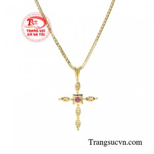 Bộ mặt dây thánh giá ruby phong thủy phù hợp cho người mang mệnh thổ và mệnh hỏa.