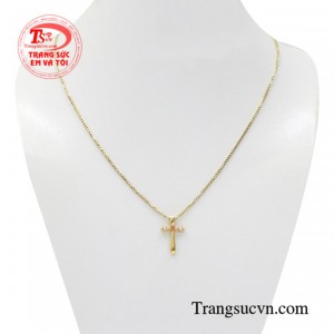 Bộ thánh giá vàng sapphire nhỏ xinh