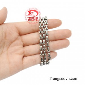 Dây chuyền nam vàng trắng sang trọng mạnh mẽ vàng 18k