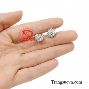 Hoa tai vàng trắng 18k giao hàng nhanh,