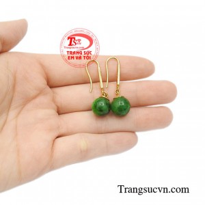 Hoa tai cẩm thạch duyên dáng vàng 14k đẹp.